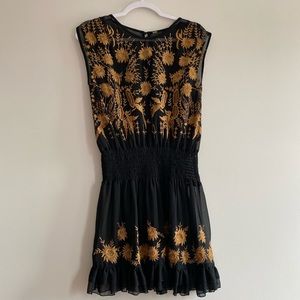Free people Embroidered Black dress
